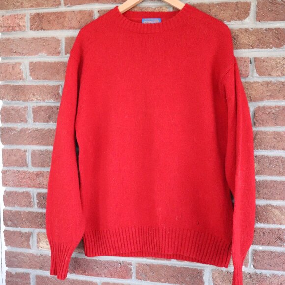 Pendleton Red Wool Sweater *100% Shetland Pure Virgin Wool * Mens Medium Vintage - Picture 12 of 16
